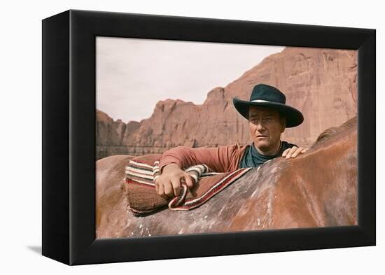 La Prisonniere du Desert THE SEARCHERS by JohnFord with John Wayne, 1956 (photo)-null-Framed Stretched Canvas