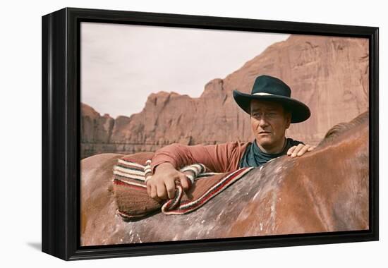 La Prisonniere du Desert THE SEARCHERS by JohnFord with John Wayne, 1956 (photo)-null-Framed Stretched Canvas