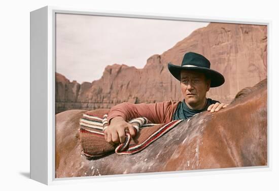 La Prisonniere du Desert THE SEARCHERS by JohnFord with John Wayne, 1956 (photo)-null-Framed Stretched Canvas