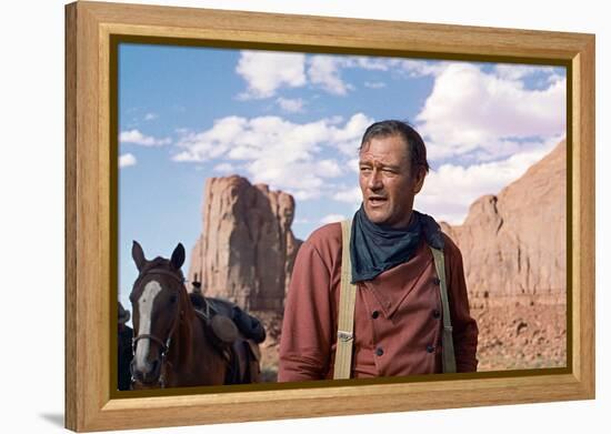 La Prisonniere du Desert THE SEARCHERS by JohnFord with John Wayne, 1956 (photo)-null-Framed Stretched Canvas