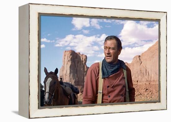 La Prisonniere du Desert THE SEARCHERS by JohnFord with John Wayne, 1956 (photo)-null-Framed Stretched Canvas