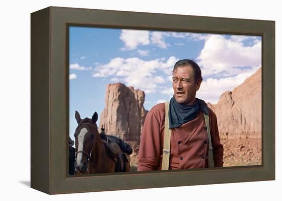 La Prisonniere du Desert THE SEARCHERS by JohnFord with John Wayne, 1956 (photo)-null-Framed Stretched Canvas