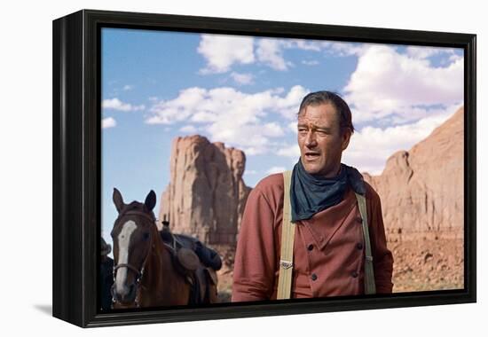 La Prisonniere du Desert THE SEARCHERS by JohnFord with John Wayne, 1956 (photo)-null-Framed Stretched Canvas