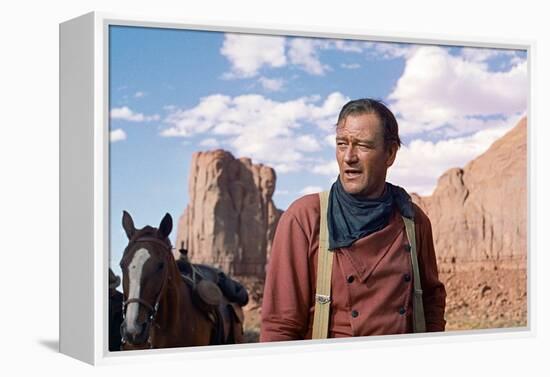 La Prisonniere du Desert THE SEARCHERS by JohnFord with John Wayne, 1956 (photo)-null-Framed Stretched Canvas