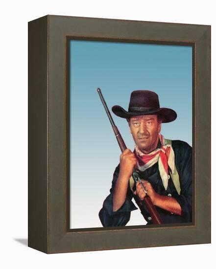 La Prisonniere du Desert THE SEARCHERS by JohnFord with John Wayne, 1956 (photo)-null-Framed Stretched Canvas