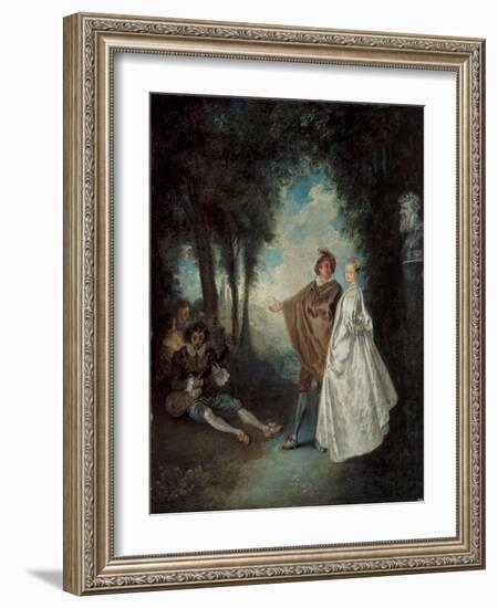 La Promenade, 17Th-18Th Century (Oil on Canvas)-Jean Antoine Watteau-Framed Giclee Print