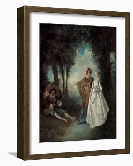 La Promenade, 17Th-18Th Century (Oil on Canvas)-Jean Antoine Watteau-Framed Giclee Print