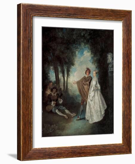 La Promenade, 17Th-18Th Century (Oil on Canvas)-Jean Antoine Watteau-Framed Giclee Print