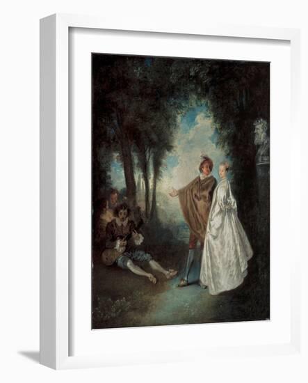 La Promenade, 17Th-18Th Century (Oil on Canvas)-Jean Antoine Watteau-Framed Giclee Print