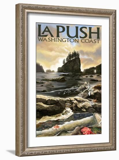 La Push Beach and Motorcycle, Washington-Lantern Press-Framed Art Print