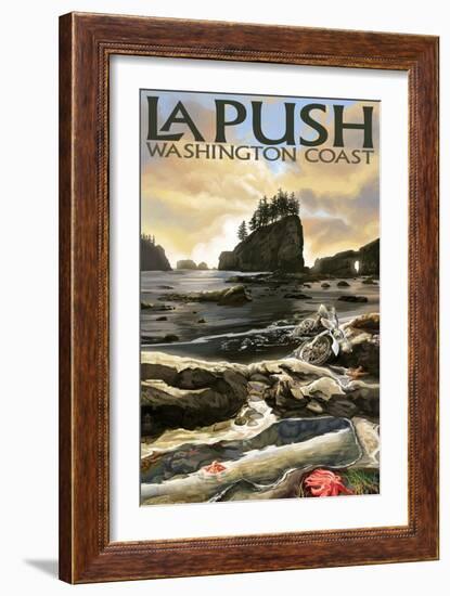 La Push Beach and Motorcycle, Washington-Lantern Press-Framed Art Print