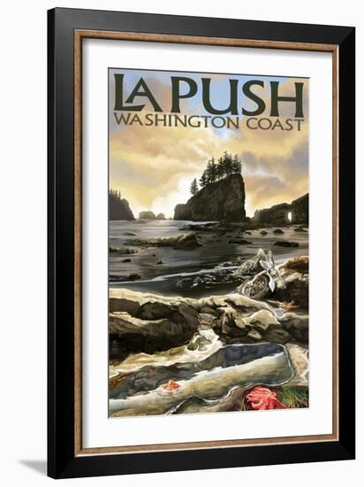 La Push Beach and Motorcycle, Washington-Lantern Press-Framed Art Print