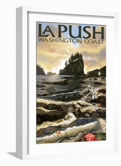 La Push Beach and Motorcycle, Washington-Lantern Press-Framed Art Print