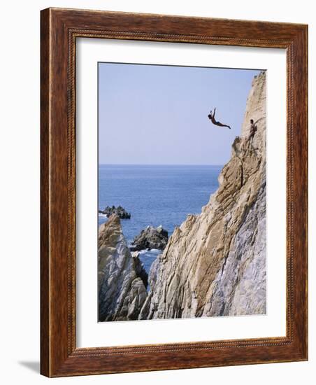 La Quebrada, Cliff Diver, Acapulco, Mexico-Steve Vidler-Framed Photographic Print