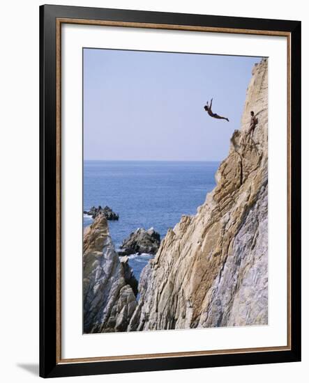 La Quebrada, Cliff Diver, Acapulco, Mexico-Steve Vidler-Framed Photographic Print