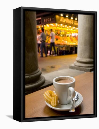 La Rambla, La Boqueria Market, Chocolate con Churros Breakfast, Barcelona, Spain-Alan Copson-Framed Premier Image Canvas