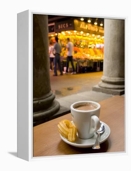 La Rambla, La Boqueria Market, Chocolate con Churros Breakfast, Barcelona, Spain-Alan Copson-Framed Premier Image Canvas