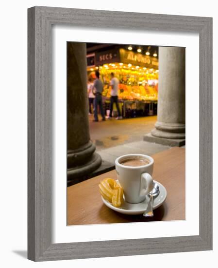 La Rambla, La Boqueria Market, Chocolate con Churros Breakfast, Barcelona, Spain-Alan Copson-Framed Photographic Print