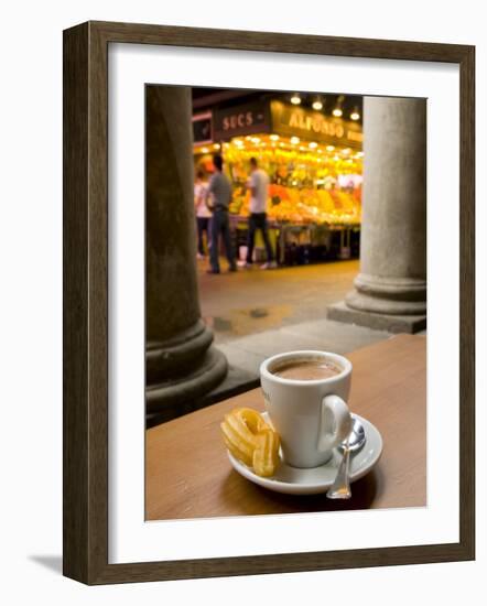 La Rambla, La Boqueria Market, Chocolate con Churros Breakfast, Barcelona, Spain-Alan Copson-Framed Photographic Print