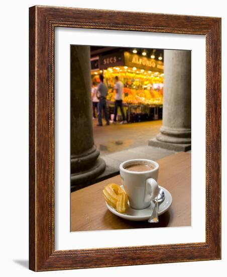 La Rambla, La Boqueria Market, Chocolate con Churros Breakfast, Barcelona, Spain-Alan Copson-Framed Photographic Print