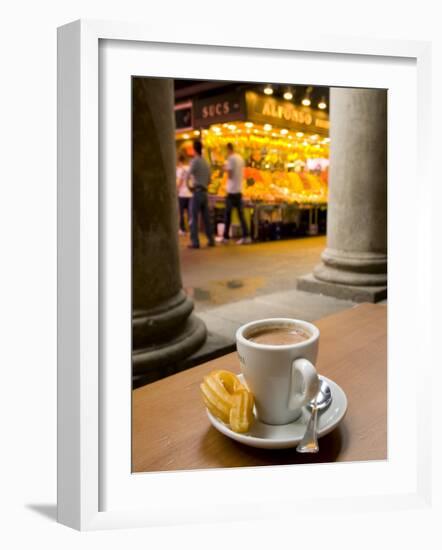 La Rambla, La Boqueria Market, Chocolate con Churros Breakfast, Barcelona, Spain-Alan Copson-Framed Photographic Print