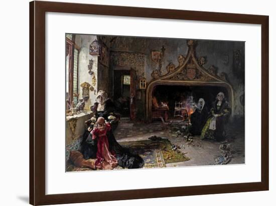 La Reina Doña Juana Recluida En Tordesillas Con Su Hija La Infanta Doña Catalina, 1906-Francisco Pradilla Y Ortiz-Framed Giclee Print