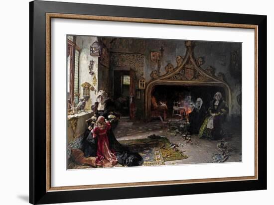 La Reina Doña Juana Recluida En Tordesillas Con Su Hija La Infanta Doña Catalina, 1906-Francisco Pradilla Y Ortiz-Framed Giclee Print