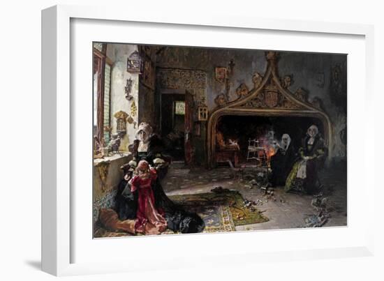 La Reina Doña Juana Recluida En Tordesillas Con Su Hija La Infanta Doña Catalina, 1906-Francisco Pradilla Y Ortiz-Framed Giclee Print