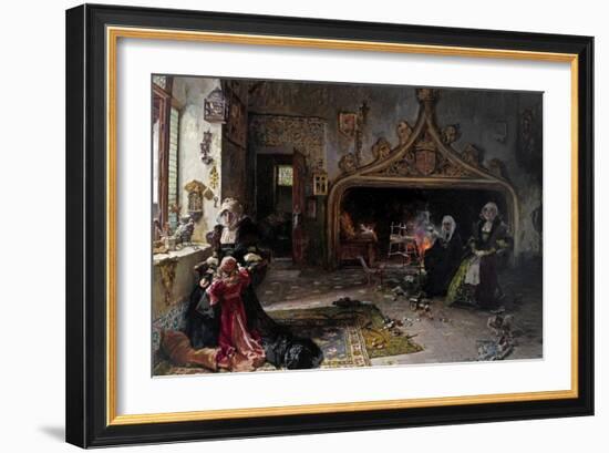 La Reina Doña Juana Recluida En Tordesillas Con Su Hija La Infanta Doña Catalina, 1906-Francisco Pradilla Y Ortiz-Framed Giclee Print