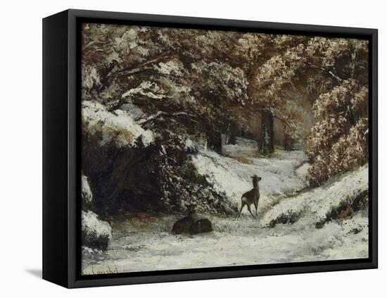 La remise des chevreuils en hiver-Gustave Courbet-Framed Premier Image Canvas