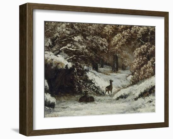 La remise des chevreuils en hiver-Gustave Courbet-Framed Giclee Print