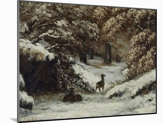 La remise des chevreuils en hiver-Gustave Courbet-Mounted Giclee Print