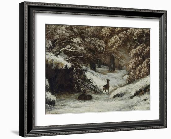 La remise des chevreuils en hiver-Gustave Courbet-Framed Giclee Print