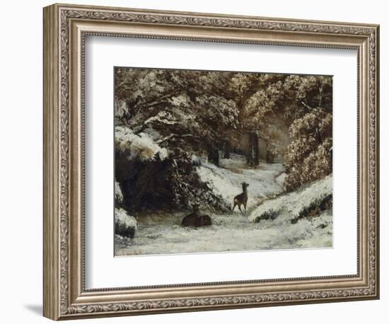 La remise des chevreuils en hiver-Gustave Courbet-Framed Giclee Print