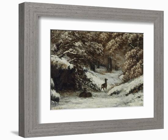 La remise des chevreuils en hiver-Gustave Courbet-Framed Giclee Print