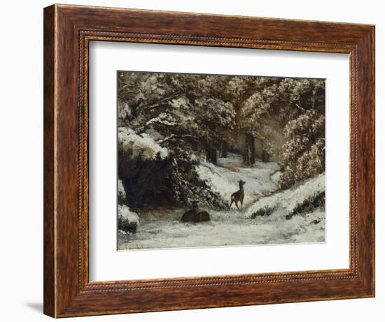 La remise des chevreuils en hiver-Gustave Courbet-Framed Giclee Print
