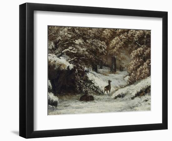 La remise des chevreuils en hiver-Gustave Courbet-Framed Giclee Print