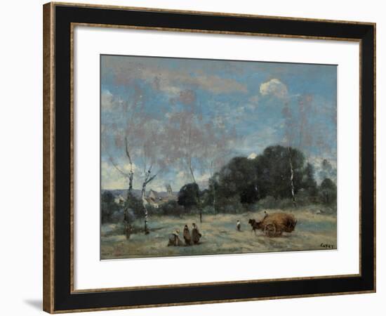 La Rentree Des Foins a Marcoussis, 1870-74-Jean-Baptiste-Camille Corot-Framed Giclee Print