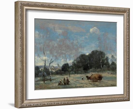 La Rentree Des Foins a Marcoussis, 1870-74-Jean-Baptiste-Camille Corot-Framed Giclee Print