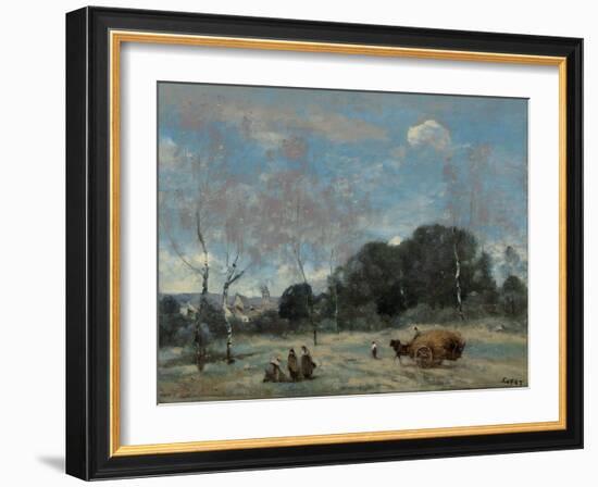 La Rentree Des Foins a Marcoussis, 1870-74-Jean-Baptiste-Camille Corot-Framed Giclee Print