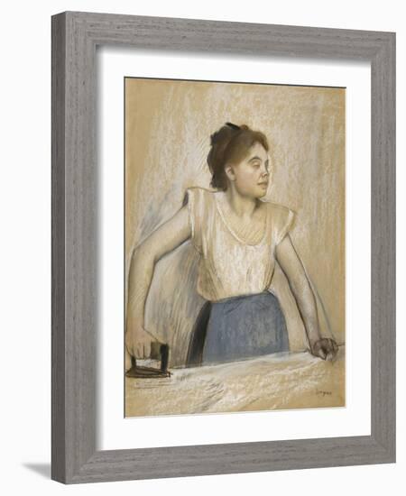 La repasseuse-Edgar Degas-Framed Giclee Print