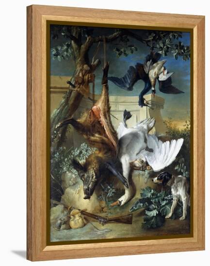 La Retour De Chasse: a Hunting Dog Guarding Dead Game-Jean-Baptiste Oudry-Framed Premier Image Canvas