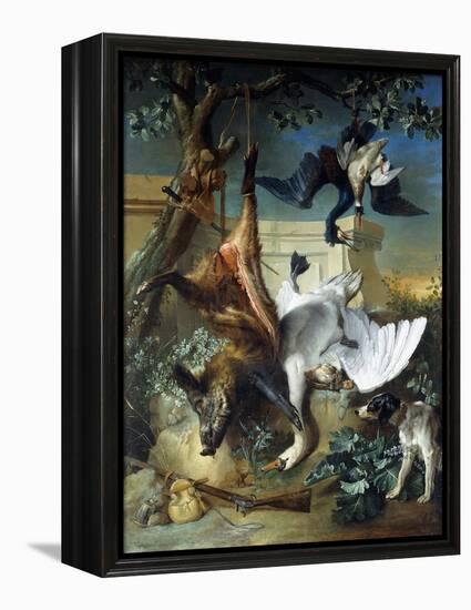 La Retour De Chasse: a Hunting Dog Guarding Dead Game-Jean-Baptiste Oudry-Framed Premier Image Canvas