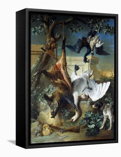 La Retour De Chasse: a Hunting Dog Guarding Dead Game-Jean-Baptiste Oudry-Framed Premier Image Canvas
