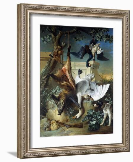 La Retour De Chasse: a Hunting Dog Guarding Dead Game-Jean-Baptiste Oudry-Framed Giclee Print