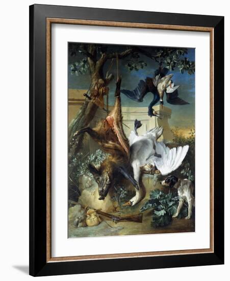 La Retour De Chasse: a Hunting Dog Guarding Dead Game-Jean-Baptiste Oudry-Framed Giclee Print