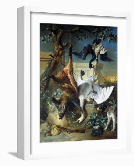 La Retour De Chasse: a Hunting Dog Guarding Dead Game-Jean-Baptiste Oudry-Framed Giclee Print