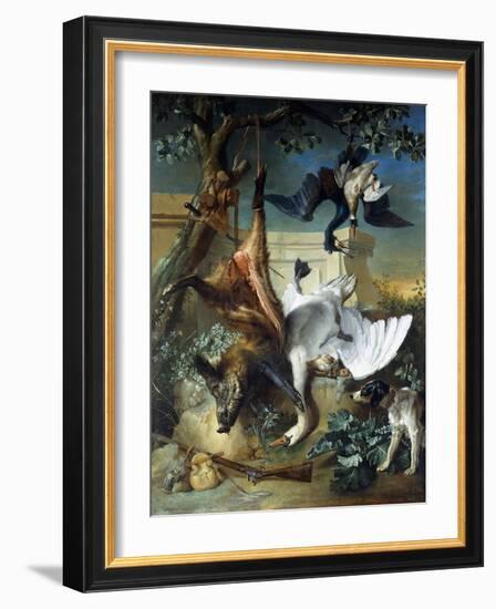 La Retour De Chasse: a Hunting Dog Guarding Dead Game-Jean-Baptiste Oudry-Framed Giclee Print