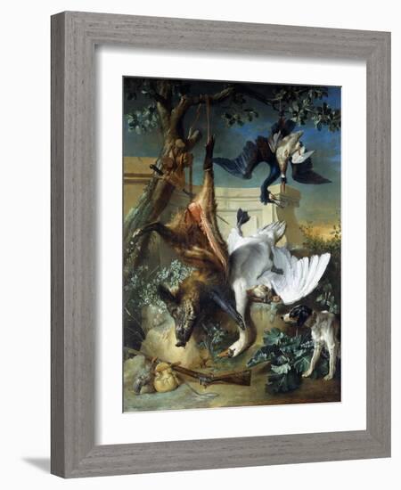 La Retour De Chasse': a Hunting Dog Guarding Dead Game-Jean-Baptiste Oudry-Framed Giclee Print