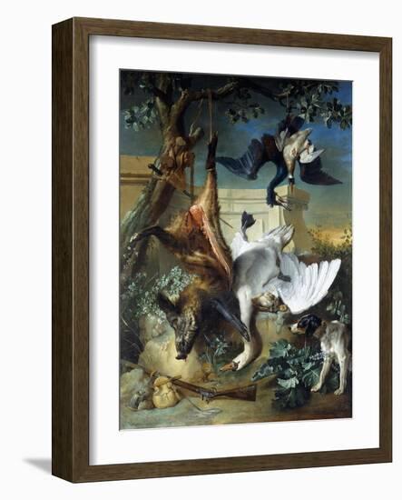 La Retour De Chasse': a Hunting Dog Guarding Dead Game-Jean-Baptiste Oudry-Framed Giclee Print